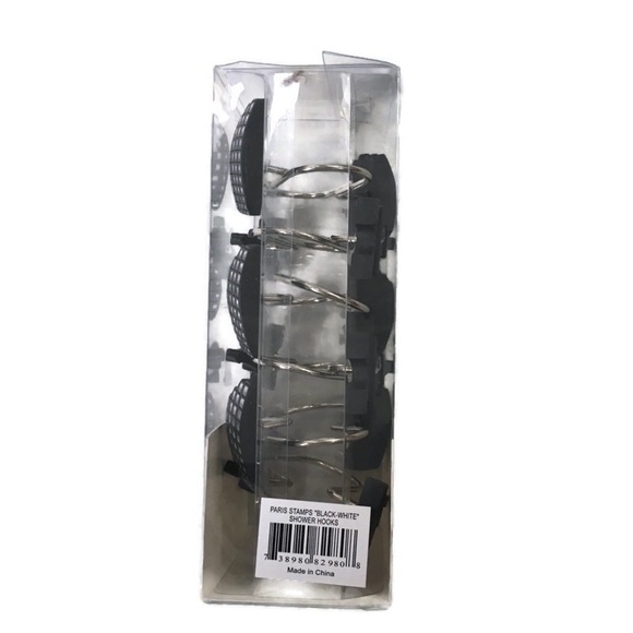 Paris Eiffel Tower Shower Curtain Hooks Silver Black Gray Set of 12 - Picture 7 of 12